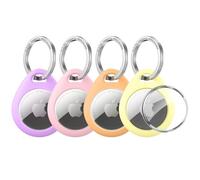 UNBREAKcable Supporto per Apple AirTag con portachiavi - Confezione da 4 [Design personalizzato] [Installazione facile] [Fissaggio sicuro] Custodia in TPU impermeabile, 4 colori