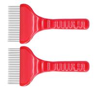 Uncapping Fork, 21 Tines Stainless Steel Bee Tool with Red Plastic Handle