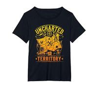 Uncharted Women Territory Caccia al Tesoro Uomini ispiratori Maglietta, Donna Plus-Size, Nero, 2X