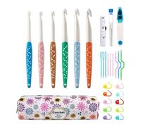 Uncinetti Ergonomici,con astuccio porta-uncini e impugnatura morbida | Manico Ergonomicamente Imbottito per Uncinetto | per lavori a maglia, uncinetto, hobby