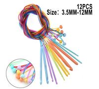Uncinetto gancio tunisino 12pz 3,5-12mm cavo plastica unito carbonizzato