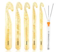 Uncinetto Grande 5 Pezzi uncinetti in cristallo Borsa All'uncinetto Dimensione è 12/15/18/20/25mm Gancio Grande con Ago per Tessere Tappeti, Filati, Ricami