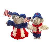 Uncinetto Patriotic Boy And Girl M-Ouse Couple, Positive Mo-use Crochet Cute Wool Funny Knit Positive Doll, Ottimo Presente, Ampia Applicazione, 270 g, Per Riempimento Decorativo Cesto