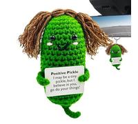 Uncinetto Pickle - Emotional Supporto Uncinetto | Gancio Doll | Gancio Pickle With Positive Card, Cute Ornament Crochet Pickle Cucumber, Crochet Cucumber Doll, Knitted Plush Doll