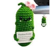 Uncinetto Pickle - Emotional Supporto Uncinetto | Gancio Doll | Gancio Pickle With Positive Card, Cute Ornament Crochet Pickle Cucumber, Crochet Cucumber Doll, Knitted Plush Doll