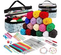 Uncinetto Set, 105 Pezzi Kit Uncinetto Principianti Kit Uncinetto include Uncini Ergonomici in Metallo, Lana, Custodia e Accessori per Lavorare a Maglia