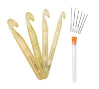 Uncinetto Set, 4 Pezzi Grandi Uncinetto Ergonomico, Uncinetto Grande in Cristallo, Dimensioni 12 mm 15 mm 18 mm 20 mm, con Ago, Impugnatura Comoda, per Lavorare a Maglia 0XBIT