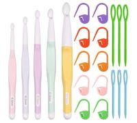 Uncinetto Set Grandi 20mm,15mm,12mm,10mm,8mm,Uncinetto Ergonomico con Aghi e pennarelli per Punto,per Progetti di Tappeti in Filato Grosso