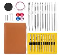 Uncinetto Tunisino con Cavo, 26 Pezzi Uncinetto Set, Kit Uncinetto Principianti, Ferri da Maglia, Uncini in Alluminio Nichelato, con Custodia, 3mm-10mm (Giallo)