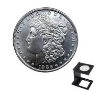 Uncirculated,half dollar coin,Morgan Dollar Currency Equipped with a coin magnifying glass (the same as the jeweler's)