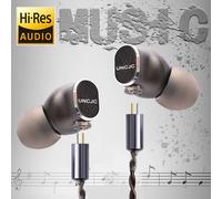 UNCJC Auricolari cablati ad alta risoluzione Auricolari USB C DAC USB-C integrati Coppia intrecciata Cavo a 2 pin Cuffie IEM Schiacciatori Audio con microfono