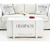 Uncle Joe, cassapanca in legno, stile vintage shabby chic, motivo cassa per champagne, bianco, grande, 98 x 55 x 46 cm