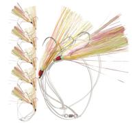 Uncle Mo's Tackle - Confezione da 5 Fluke Flounder Hey Now Killer Hi-Lo Rig - Charteuse Mylar Teaser per acqua salata - BKK Nero Taglia 3/0 Octopus Hook - 13,6 kg Heavy Duty Mono 0,6 m Lungo - Nero