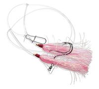 Uncle Mo's Tackle - Fluke Flounder Hey Now Killer Hi-Lo Rig - Teaser BUCKTAIL Mylar rosa per acqua salata - Mustad Black Taglia 3/0 Octopus Hook - 13,6 kg Heavy Duty Mono 0,6 m Lungo -Nero Duo-Lock