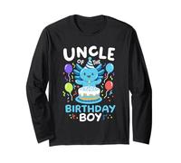 Uncle Of The Birthday Boy Kids Axolotl Bday Family Matching Maglia a Manica