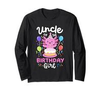 Uncle Of The Birthday Girl Kids Axolotl Bday Family Matching Maglia a Manica