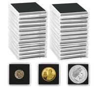 Uncle Paul 25 Capsule per Monete, Portamonete con Guarnizioni Nere di 5 Dimensioni 20/25/30/35/40mm, Portamonete Trasparenti per Forniture per la Raccolta di Monete Dollaro Argento Sterline Centesimi