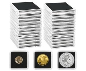 Uncle Paul 25 Capsule per Monete, Portamonete con Guarnizioni Nere di 5 Dimensioni 20/25/30/35/40mm, Portamonete Trasparenti per Forniture per la Raccolta di Monete Dollaro Argento Sterline Centesimi