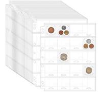 Uncle Paul 500 tasche per raccoglitori di monete per monete - 25 pagine, 54 x 52 mm tasche per 50 x 50 mm - 7 fori design (A4/lettera) CS5425