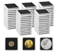 Uncle Paul 80 Capsule per Monete, Portamonete con Guarnizioni Nere di 5 Dimensioni 20/25/30/35/40mm, Portamonete Trasparenti per Forniture per la Raccolta di Monete Dollaro Argento Sterline Centesimi