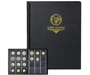 Uncle Paul Album per Monete da 120 Tasche - Libro per Collezionare Monete con 10 Pagine, griglia 45x43 mm per sterline, Pence centesimi, Dollari, Nichel (Nero) CS48120BK