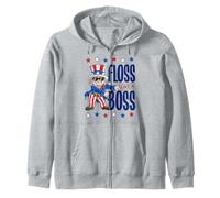 Uncle Sam Floss Like A Boss 4th Of July Kids Men Gifts Felpa con Cappuccio