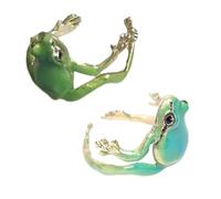 UncleS 2 anelli a forma di rane per albero di Natale, dimensioni regolabili, accessori per dita, tematici, aperti, gioielli alla moda, per tutti i giorni, con rane a tema