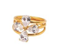 UncleS 3pcs Dito Minimalisti Set Set 18k A Colori Oro Graduabili Impilati Per Donne Per Le Donne Gioielli Design Europeo Unico