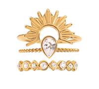 UncleS 3pcs Dito Minimalisti Set Set 18k A Colori Oro Graduabili Impilati Per Donne Per Le Donne Gioielli Design Europeo Unico