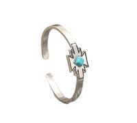 UncleS Bracciale rigido aperto stile vintage geometrico regolabile con intarsio turchese sintetico gioielli per le donne