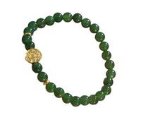 UncleS Braccialetto di perline di giada imitazione buona fortuna ricchezza catena a mano per le donne alla moda intrecciato rosso cordino da polso gioielli