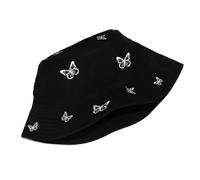 UncleS Cappello da farfalla casual cappello di cotone regolabile tessuto traspirante doppio lato usura per la gioventù moda moda stampa secchio, Nero , Taglia unica