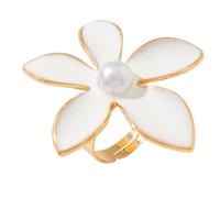 UncleS Eleganti anelli aperti regolabili con grandi perle fiore dichiarazione festa di nozze elegante regalo di compleanno gioielli regalo matrimonio dito, Misura unica, come descritto, come descritto