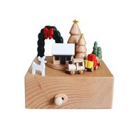 UncleS Figurina del Festival Box Musicale con Rotazione in Treno Regalo Natale in Legno Canto Musical per Bambini E Adulti Sanitari Sanitari Chiari