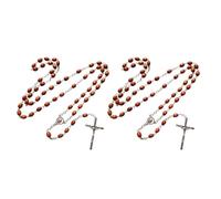 UncleS Rosario cattolico con collana con ciondolo a forma di croce, perline in legno, catena da preghiera per battesimi e cerimonie di messa, regalo, Misura unica, come descritto, come descritto