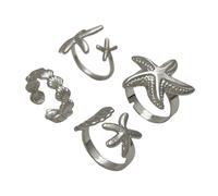 UncleS Set 4 Conchiglia Geometrica Regolabili Per Donne Gioielli Da Spiaggia Per La Spiaggia Calda In Lega D'oro E Argento Accessori Costieri In Lega Oro Aperti