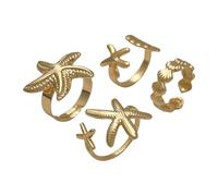 UncleS Set 4 Conchiglia Geometrica Regolabili Per Donne Gioielli Da Spiaggia Per La Spiaggia Calda In Lega D'oro E Argento Accessori Costieri In Lega Oro Aperti