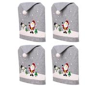 UncleS Set di 1/4/6 coprisedie a tema natalizio con cappello di Babbo Natale, per sala da pranzo, feste, cucina, decorazione da pranzo