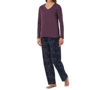 Uncover by Schiesser Damen Schlafanzug Set Shirt Langarm mit Langer Schlafhose-Nachtwäsche Pigiama, Prugna_182853, 54 Donna