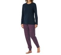 Uncover by Schiesser Damen Schlafanzug Set Shirt Langarm mit Langer Schlafhose-Nachtwäsche Pigiama, Blu Notte_182853, 44 Donna