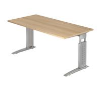 UNDA 16 S | Scrivania - 160x80 Quercia/Argento regolabile in altezza