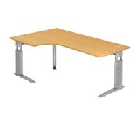 UNDA 82 S | Scrivania - 200x120 Faggio/Argento regolabile in altezza