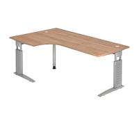 UNDA 82 S | Scrivania - 200x120 Noce/Argento regolabile in altezza