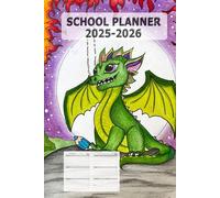 Undated Daily School Planner 2025-2026 with Dragon in Moonlight: Homeschool, Homework & Study Planner Book: Student Assignment & Calendar Notebook for Elementary & Middle School Organization