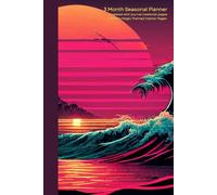 Undated Summer Ocean Synth Wave 3-Month Cute Notebook with Month Planner, Week Spreads, and Journal Pages: Fun Palm Tree Themed Interior Pages