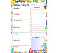 Undated Weekly planner for kids with Colorful Design: Perfect for ages 6 -12 with To do list & Notes for focus & productivity, A place for drawings, Reminders, or Journaling 7x10 Inches