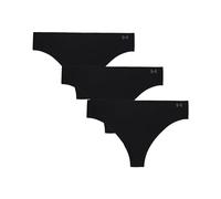 Under Armour 3-Pack Pure Stretch No Show Thong Underwear, all-Day Comfort & Ultra-Soft Fit Slip a Tanga, Nero, S (Pacco da 3) Donna