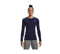 Under Armour Authentics - Maglietta Girocollo a Maniche Lunghe da Donna, Blu Navy Notte (410)/Bianco, XS