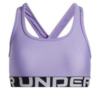 Under Armour Bambina Crossback Bra, Comodo Reggiseno Sportivo con Spalline Incrociate e Dettaglio a Goccia, Top Sportivo per Ragazze con Sostegno Forte,Transparent/White,YXL