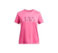 Maglia a maniche corte Under Armour Tech™ Wordmark da ragazza Super Rosa / Shaded Fuchsia / Bianco YLG (149 - 160 cm)
